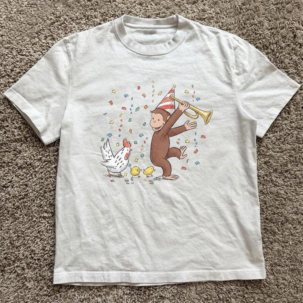 White Curious George Party Tee